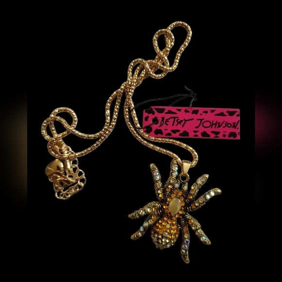 NWR Betsey Johnson Gold Spider Pendant Necklace 24" CHAIN - Picture 8 of 15